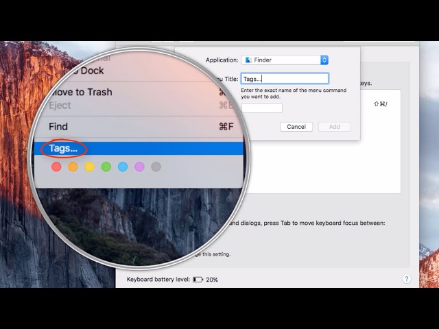 shortcut for tagging photo on mac